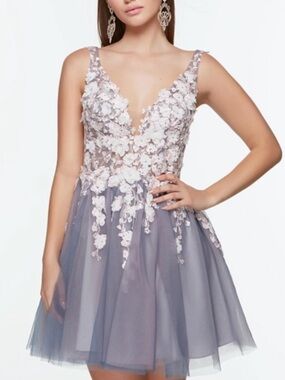 NWT Alyce Paris 3107 Floral Bodice Open Back Evening Gown Size 14.